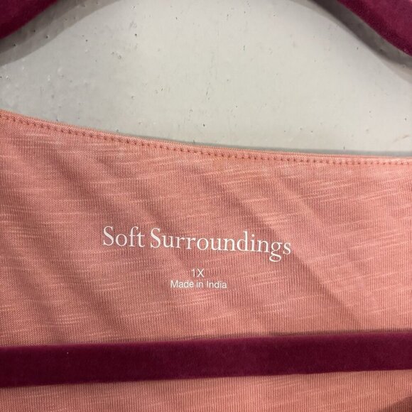 Soft Surroundings Long Midi Coral Pink Dress 3/4 Sleeve Women 1X - Picture 6 of 11